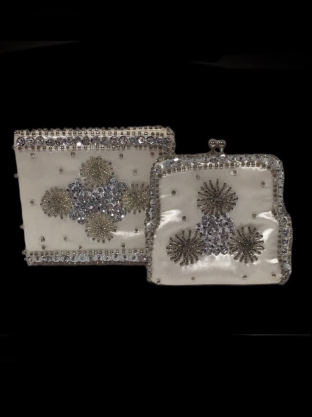 CAROUSEL Beaded Silk Bifold Wallet and Coin Purse Set VINTAGE NIB - Picture 2 of 13